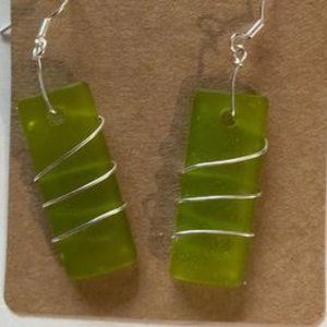Green Sea Glass Earrings